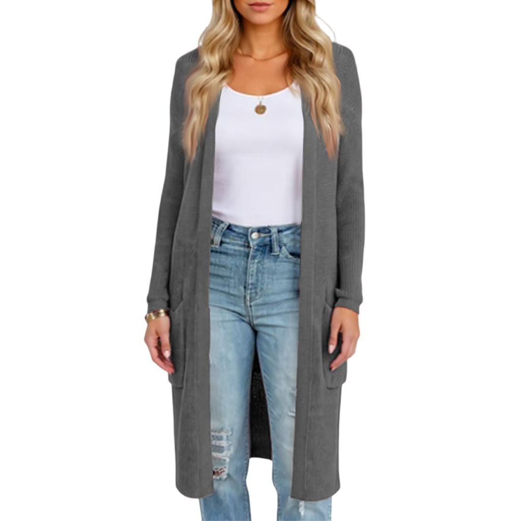 Fashionable Women's Long Knitted Sweater Cross-border  Winter Knitted Jacket