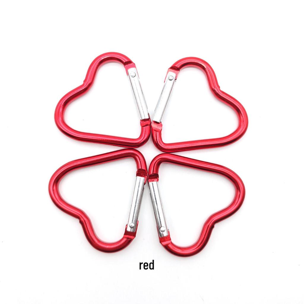New Colorful Heart Carabiner: Aluminum Alloy Peach Heart Snap Hook with Cartoon Pendant