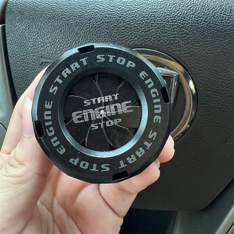 1 STK Auto Innenraum DIY Zubehör Personalisiert Modifiziertes Auto Ein-Knopf Startknopf Zündschalter Drehbarer Schutzdeckel