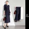 Elegant Coffee-Colored Collarless Skirt Suit for Women with Waist-Cinching Belt - Perfect for Urban Professional Style and Commuting.