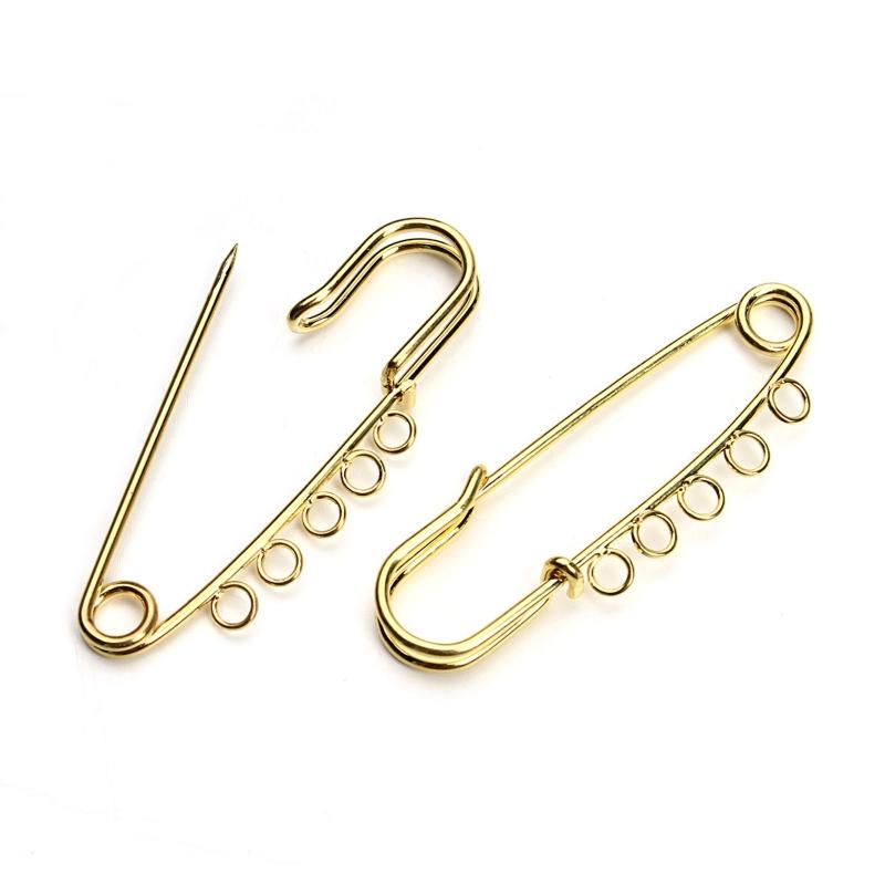 10x Metal Kilt Pin Brooch Clasp 5 Holes Safety Pins Brooch Findings for Arts Sewing Crafts 5x1.5cm Fashion Jewelry Gold