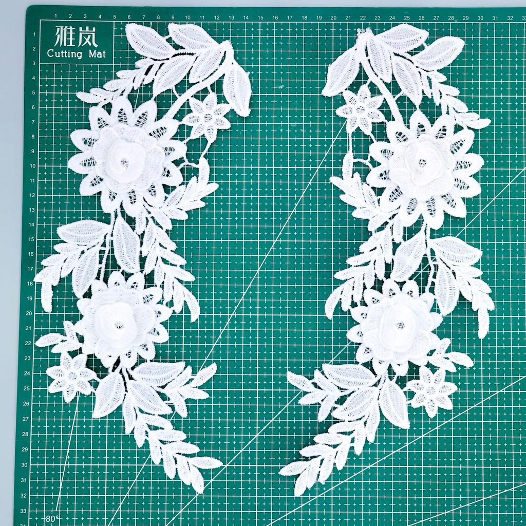 Milk Silk Three-Dimensional Pair Of Lace Embroidery, Embroidery Symmetrical Flower Pieces, Water-Soluble Lace Hollow Lace Accessories