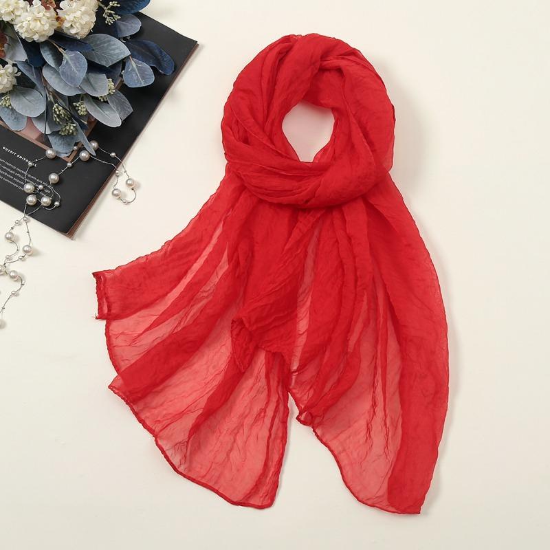 New solid color silk scarf women, oversized chiffon beach scarf fashion bikini swimsuit wrap scarf shawl