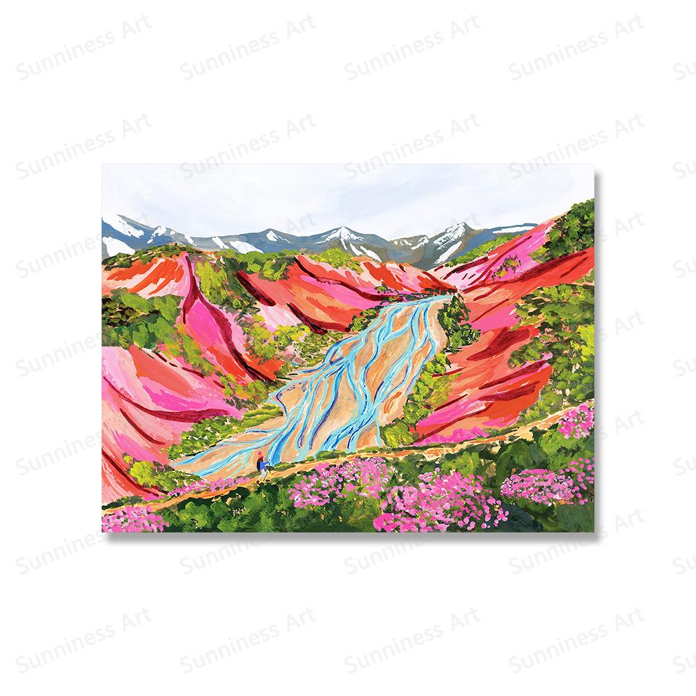 

Плакат с путешествием по Исландии, картина на холсте, красочный пейзаж высокогорья, долина горячих источников, настенная живопись для гостиной, домашнего декора 21x30cm No Framed темно-синий