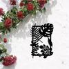 1pc Leaf Metal Wall Decor Black Tropical Plant Hanging Ornament Iron Rectangle Frame Sculpture Boho Modern Farmhouse Rustic Bathroom 11.8x7.9Inch