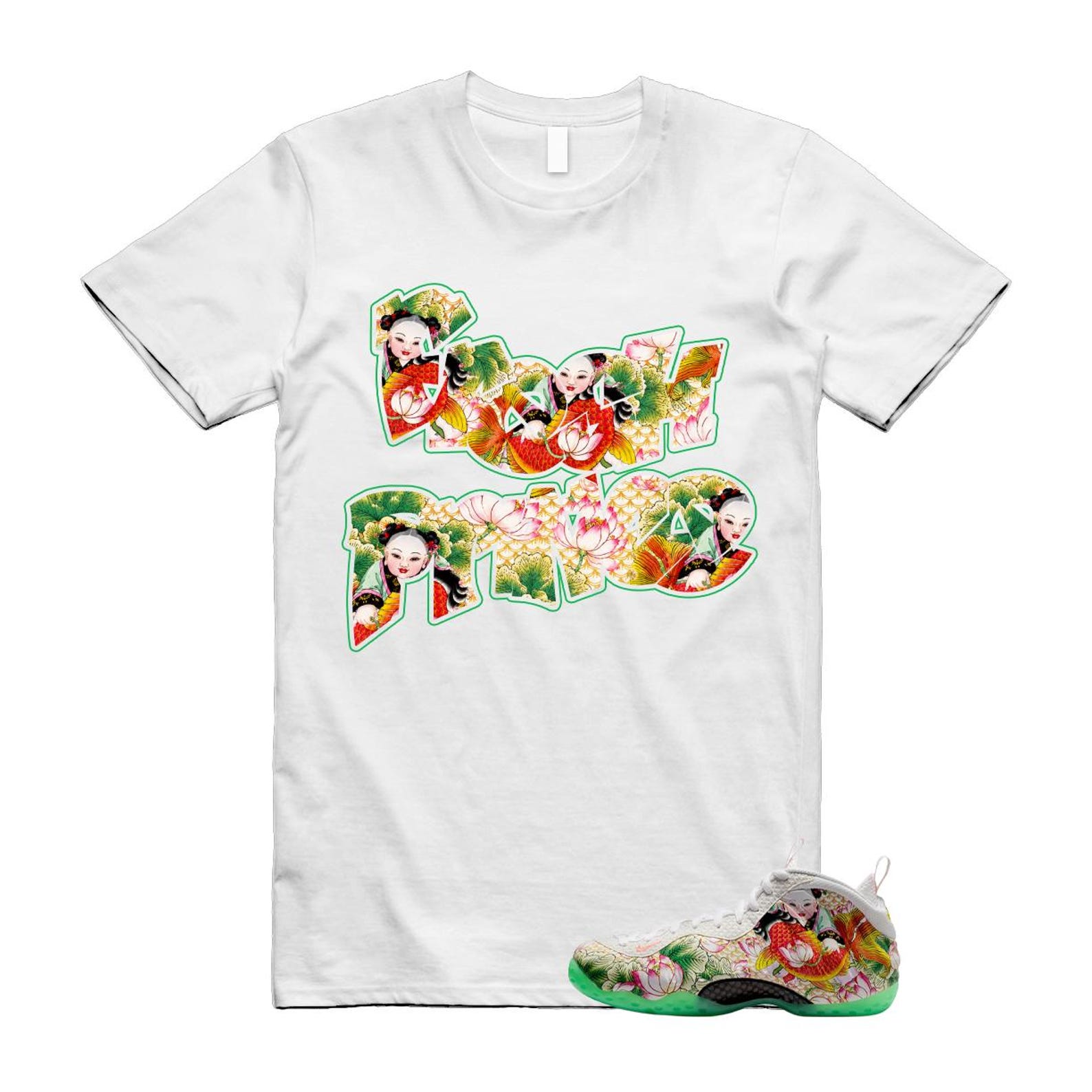Foamposite Tianjin 2.0 White Light Poison Green Black Lava Glow Air One T Shirt Match FP 2XL
