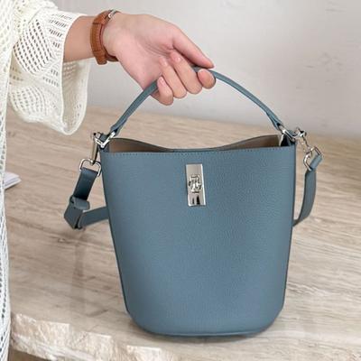 Cowhide Shoulder Crossbody Women's Bag Women's Bucket Mother Simple Tote Bag Student Commuter Bag Genuine Leather Portable