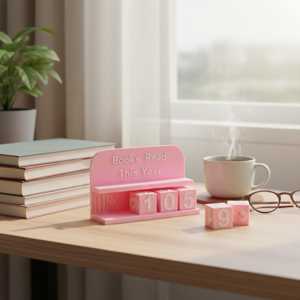 Read This Year Book Counter Decor 3D Printed Reading Tracker with Clear Text and Numbers for Desk Office Bookshelf Decoration