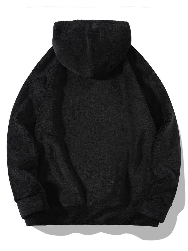 Men's Plus Size Hooded Casual Sweatshirt - Autumn/Winter Coral Fleece Fashion Style