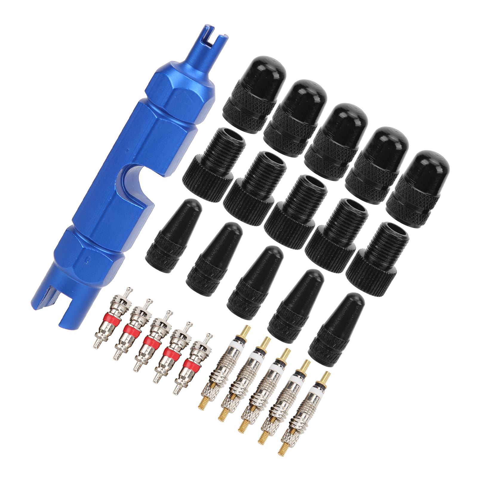 

26Pcs Bike Valve Core Set American and French Valve Core Adapter Valve Cap Bicycle Pump