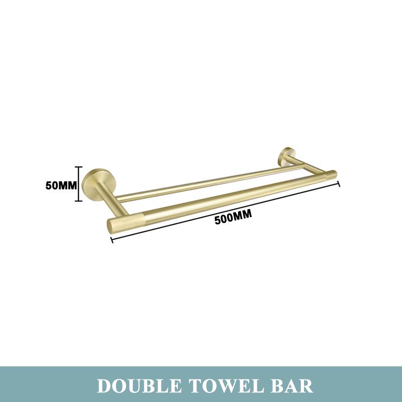 Brushed Gold 304 Stainless Steel Bathroom Set: Knurled Towel Rack, Towel Bar, Paper Holder, and Coat Hook