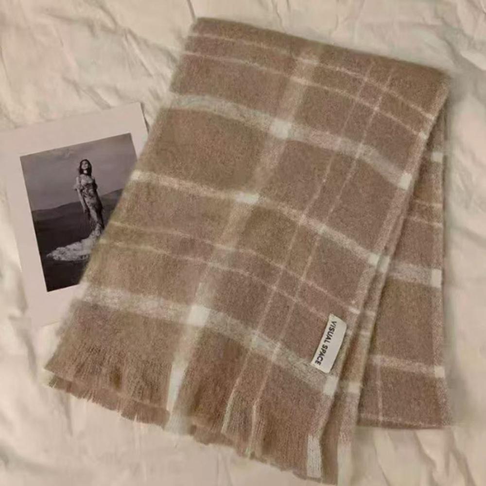 Black And White Plaid Printed Scarf Women'S Autumn And Winter Polyester Fiber Scarf Fashionable And Versatile Warm Neck Shawl