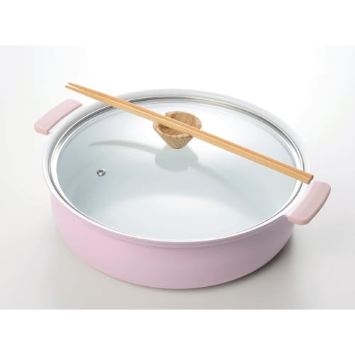 Kakusee Coronto CT-22 Tabletop Pot, 24cm, Serves 3-4 People, Double-Handled, Gas Stovetop Compatible, Ceramic Coating, Non-Stick, Lightweight, Glass L