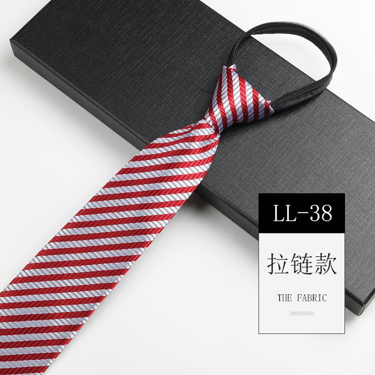 Tie Men'S, Business Zipper Work Security Shirt Striped Red Blue 8Cm Knot Free Easy To Pull