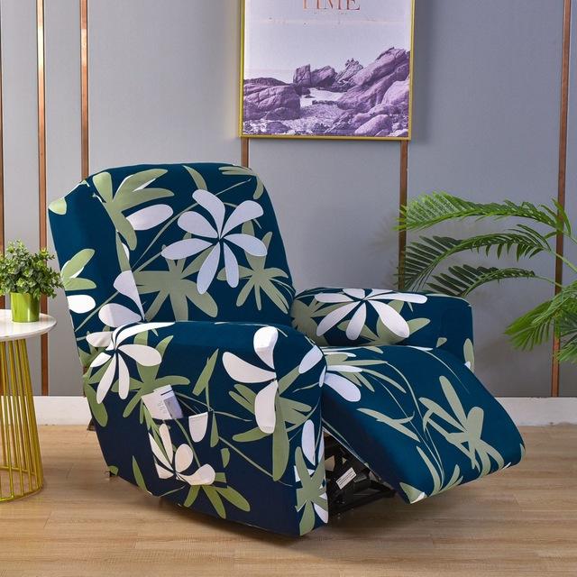Printed Elastic Recliner Sofa Cover Soft Stretch Single Sofa Covers For Living Room Pets Kid Split Functional Lounger Chair Case