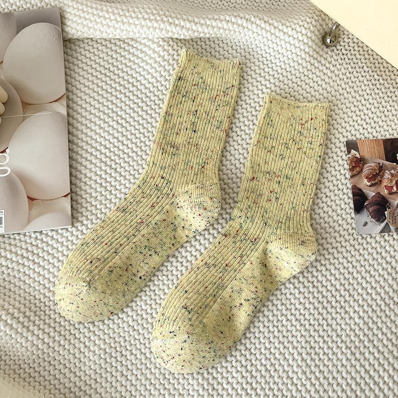 Warm and Thick Woolen Socks for Autumn and Winter, Versatile and Sweet Solid-colored Pile Socks for Women