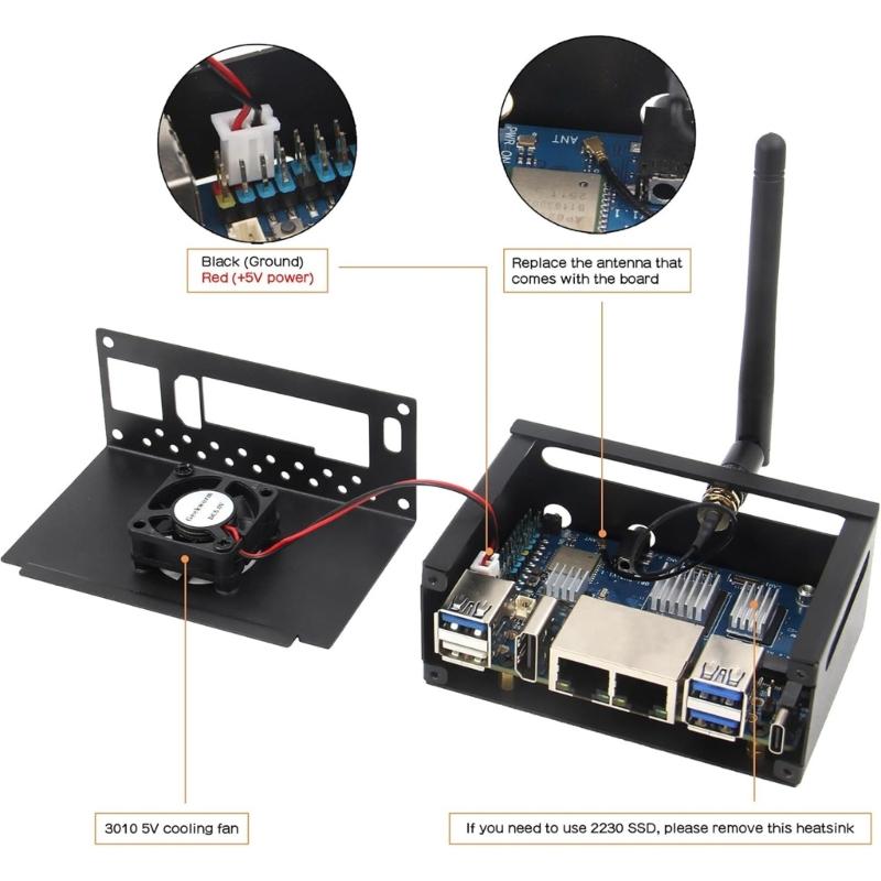 Metal Enclosure Aluminum Heatsink Access Housing Replacement for RV2 N516 Expansion Board Accessories