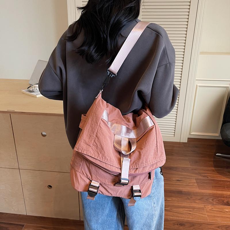 Nylon Bag Women's Large Capacity Multi-Use Shoulder Bag Student Crossbody Bag Solid Color Backpack