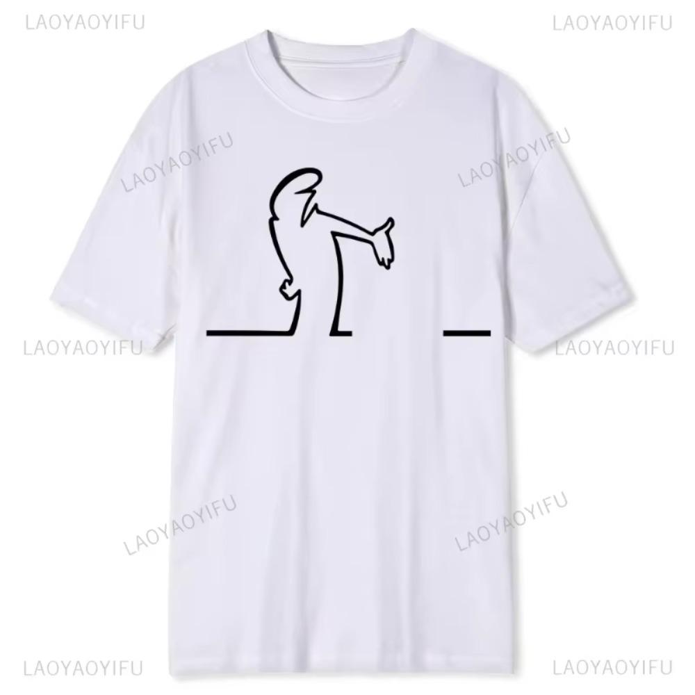 

La Linea Walking Unisex TShirt The Line Osvaldo Cavandoli TV Original Round Collar Individuality T Shirt Print Y2k Streetwear M белый