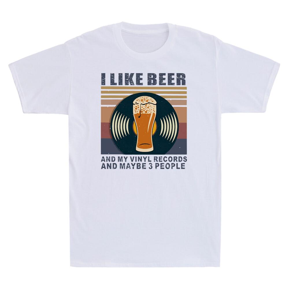 I Like Beer And My Records And Maybe 3 People Funny Unisexs Short Sleeve TShirt