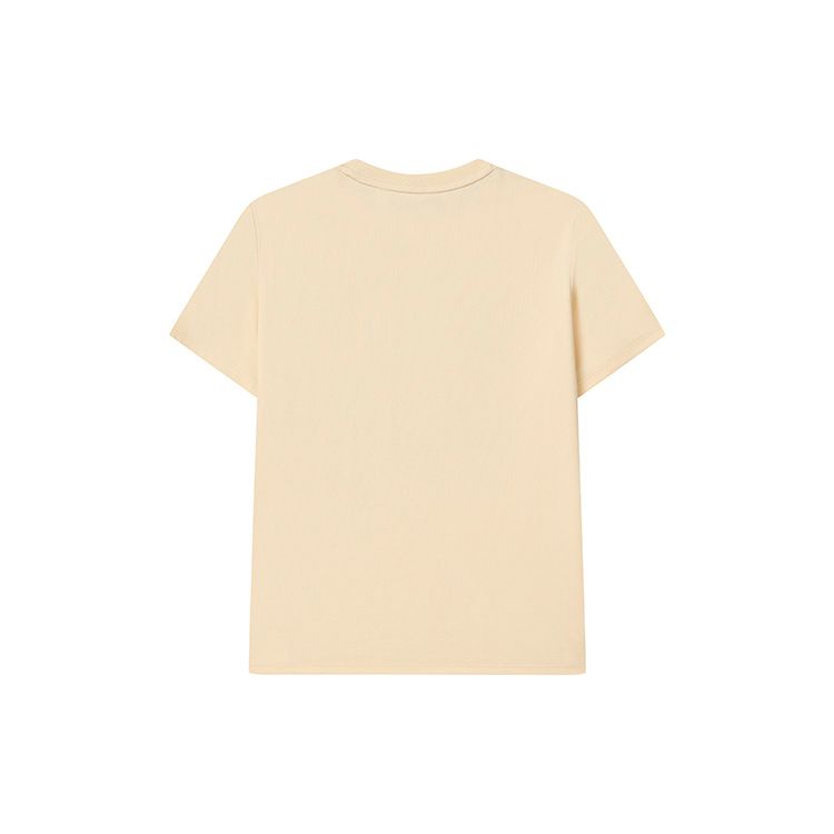 Fila Round Neck Oil Painting Character Letter Print Breathable Casual Short Sleeve T-Shirt Women Tops Pale-Yellow F11W238101FBG