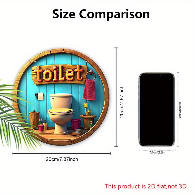 Toilet Wooden Sign with Closestool Pattern - Round Sign for Toilet Door Hanging Decor - Ideal Bathroom Hanging Ornament