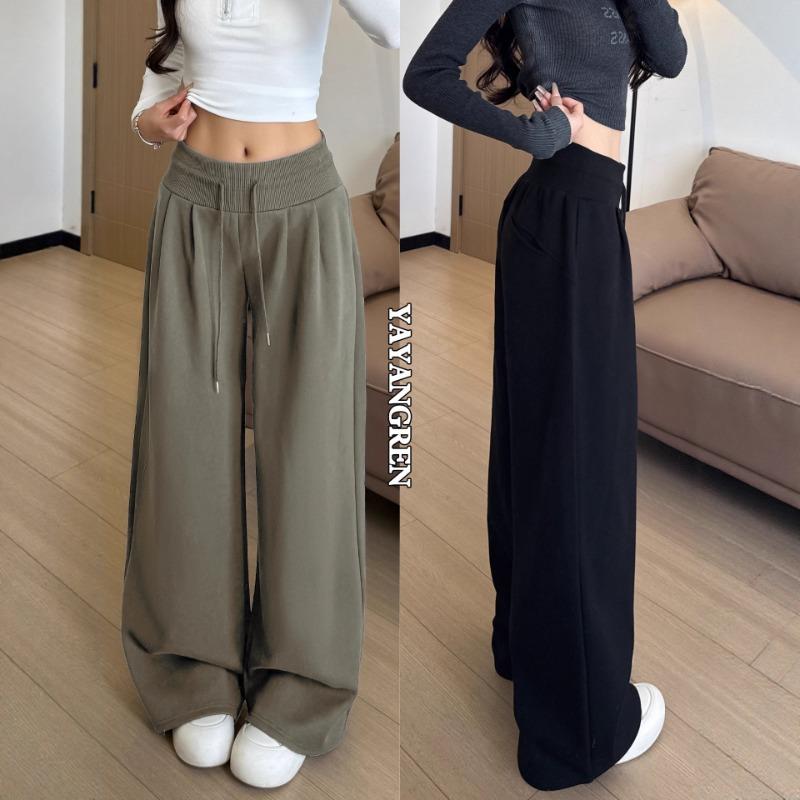 Sweatpants women's new autumn small loose wide-leg pants drape lazy slack health pants