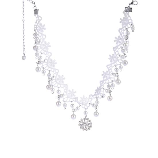 

Женщины Искусственный жемчуг Кубический цирконий Инкрустированный кулон Кружевное колье Ожерелье Головные уборы