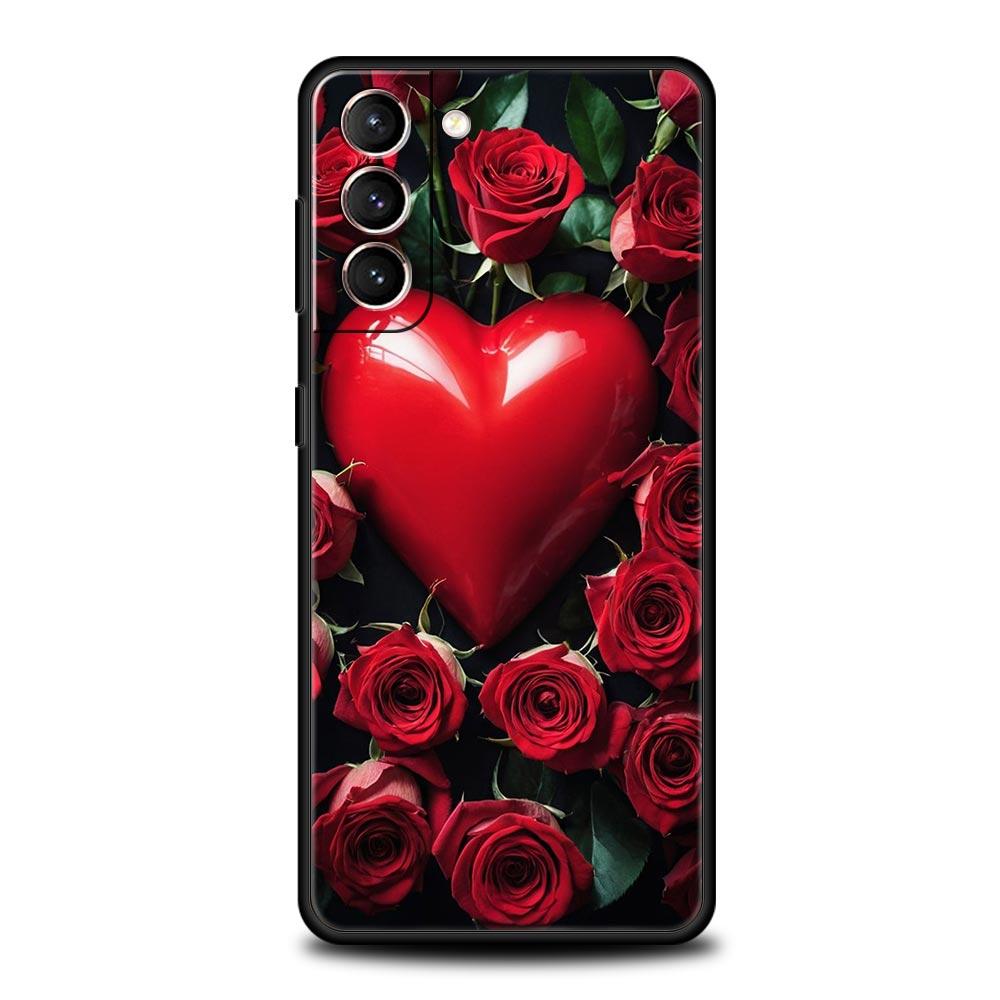 Beautiful Red Rose Flowers Phone Case For Samsung Galaxy S24 S23 S22 S20 Ultra S21 FE 5G S10 S9 Plus S10E S8 Soft Silicone Cover