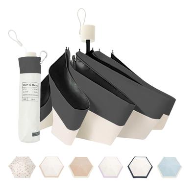 Folding Umbrella Complete Blackout Folding Umbrella X Hook Pouch Parasol for Both Sun and Wind Water Folding Umbrella with UV UPF Small Storage Pouch
