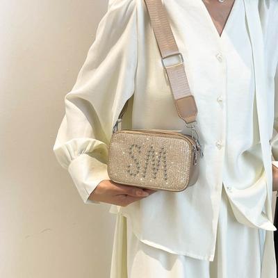 Sommer neue breite Schultergurte lässige kleine quadratische Tasche modische einfache Schulter Umhängetasche Damen