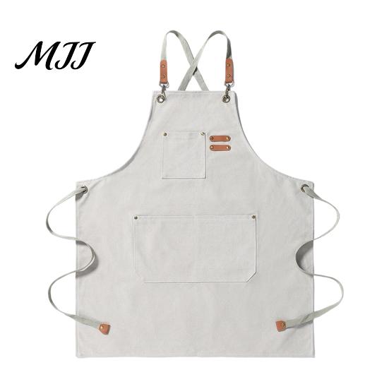 Catering And Chef Apron Canvas Work with Multi-Pocket, Waterproof Oil-Proof Cross-Back Apron, Protective for Cleaning Adjustable Straps Kitchen