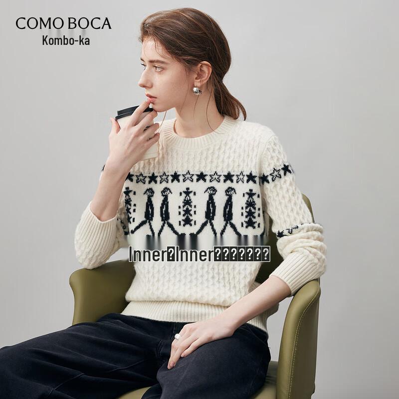 Женский жаккардовый кашемировый свитер KMBOCA с круглым вырезом M