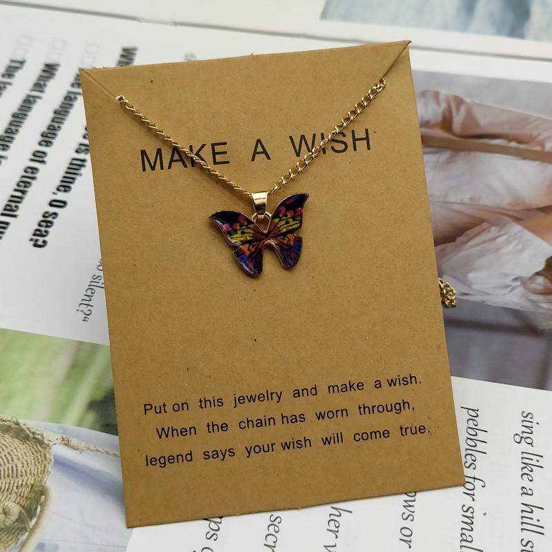 Korean Fashion Cute Butterfly Pendant Necklace for Women Golden Color Statement Necklace Zircon Gifts Wholesale Dropshipping