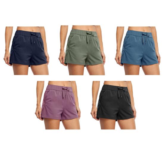 Women's Sports Shorts High Waist Drawstring Running Shorts with Pockets Summer Casual Gym Workout Shorts Loose Yoga Shorts