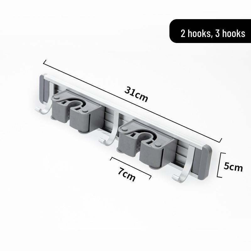 No-Drill Mop and Broom Holder: Wall-Mount Adhesive Clip for Bathroom Storage