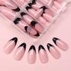 120x/Box Black French Tip False Nails Simple Full Cover Stick On Nails Wearable Almond Press On Nails Manicures Suppliss