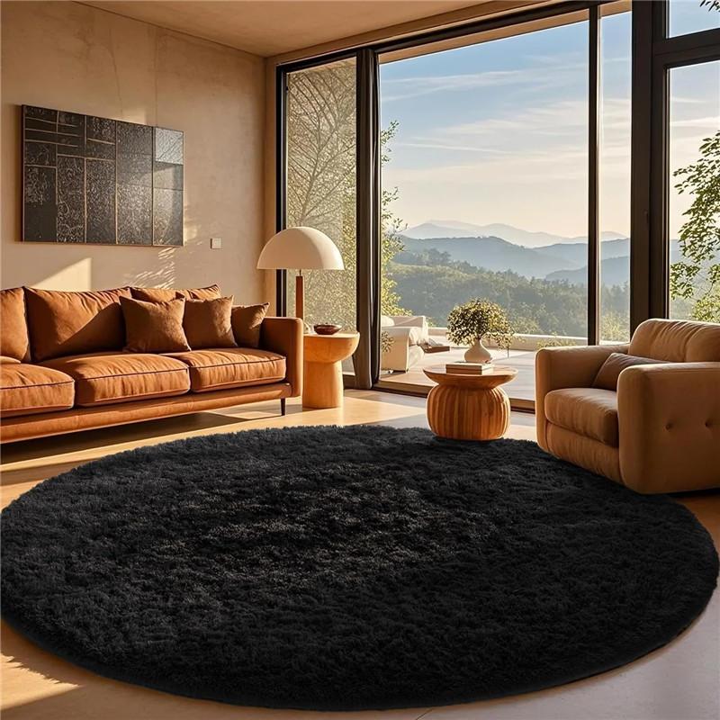 2x2m Round Rug for Bedroom, Super Fluffy Circle Rugs for Baby Nursery Furry Carpet for Children Kids Room, Cute Soft Shaggy Rug for Girls Home Decor