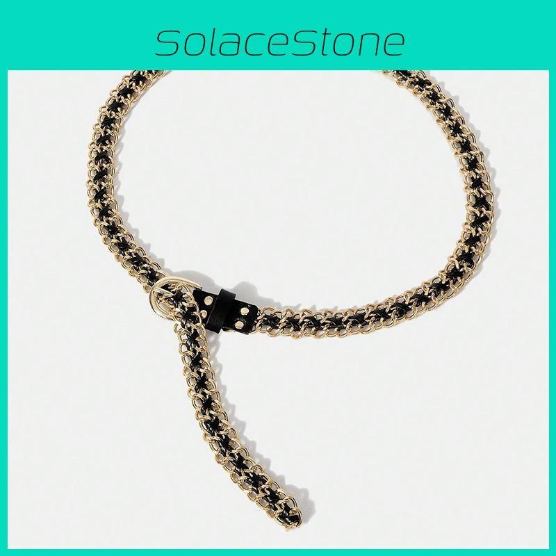 Waist Women Elegant Chain Fashion Accessory With Chain Link And Weaving Metal