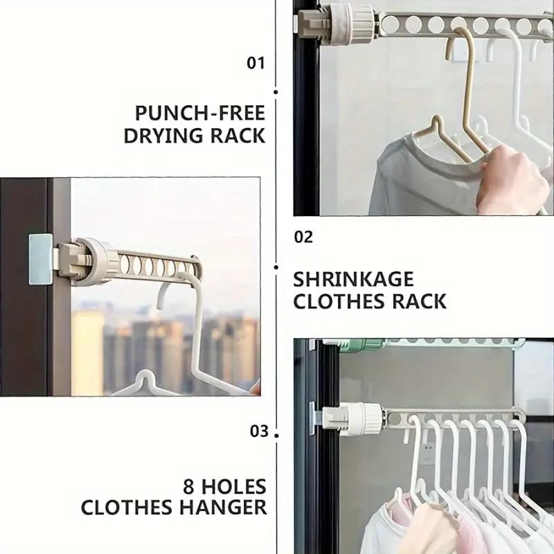 8-hole Portable Buckle Clothes Drying Rack Artifact Windowsill Balcony Hanging Clothes Drying Window Portable Travel Wardrobe