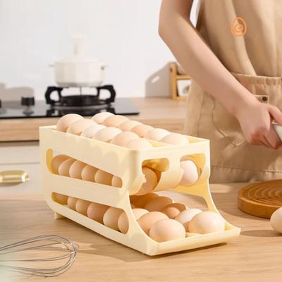Multi-layer Slide Egg Storage Box Ladder Style Egg Box Large Capacity Automatic Rolling Refrigerator Egg Tray Organizer
