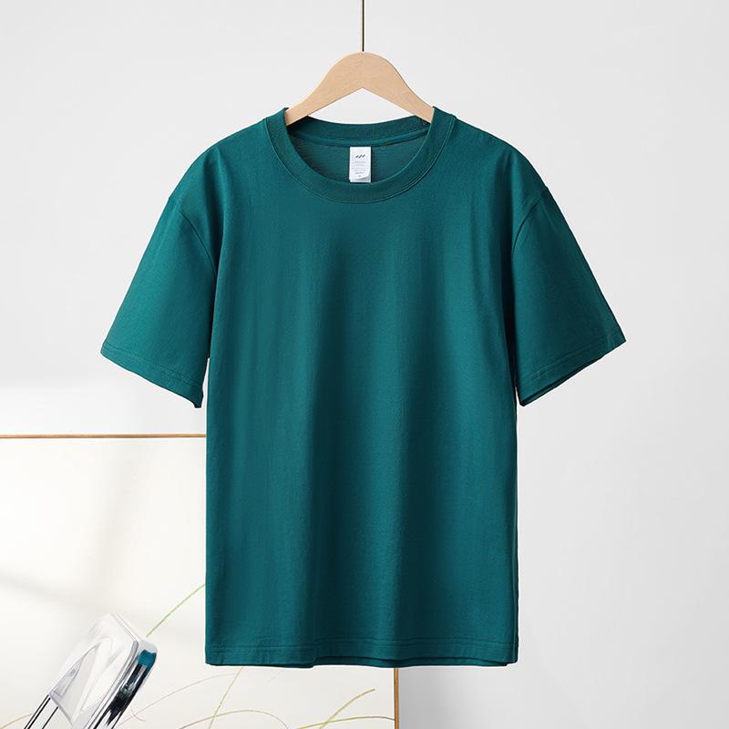 Kurzarm-T-Shirt aus reiner Baumwolle mit Rundhalsausschnitt für Damen, einfarbig, halbärmeliges Basis-T-Shirt