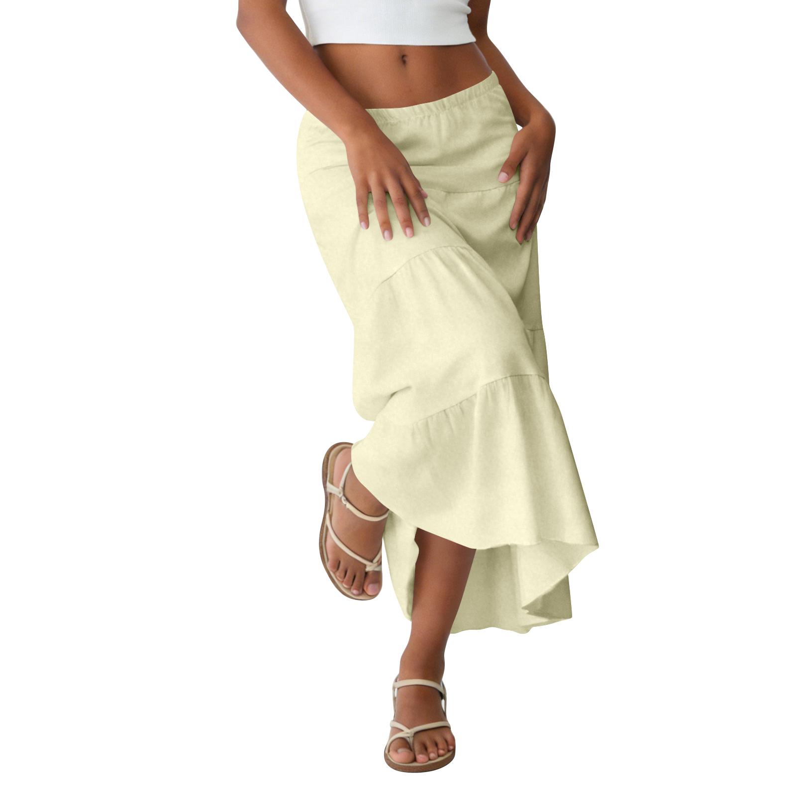 

Women s Casual Fashion -Color Midi Skirt XL жовтий