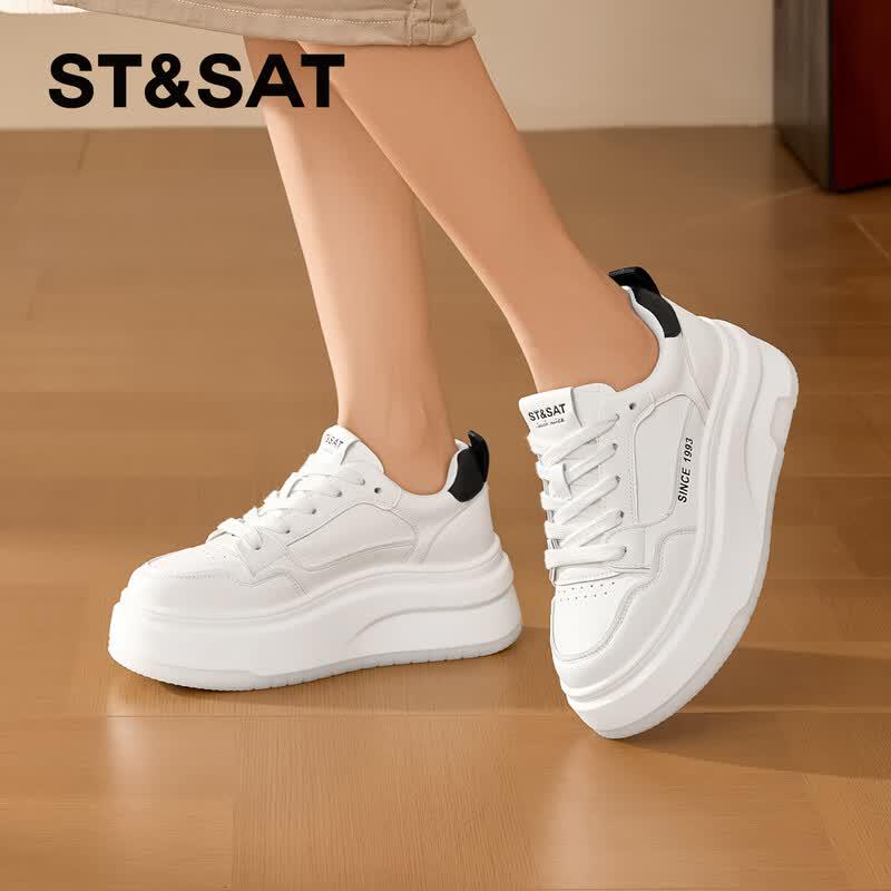 Saturday Women s Leather Platform Casual Sneakers 39