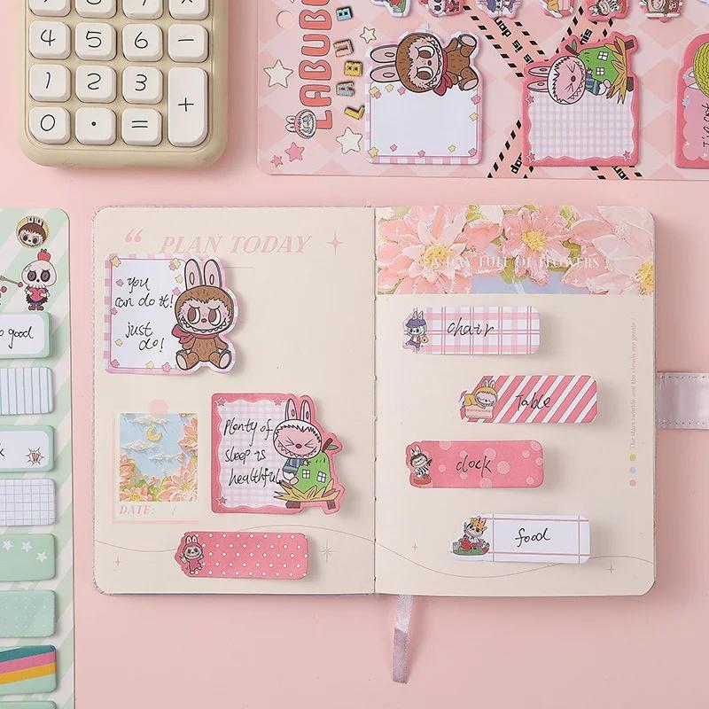 220 Sheets Labubu Sticky Notes Set Kawaii Self-Adhesive Memo Strips Stationery