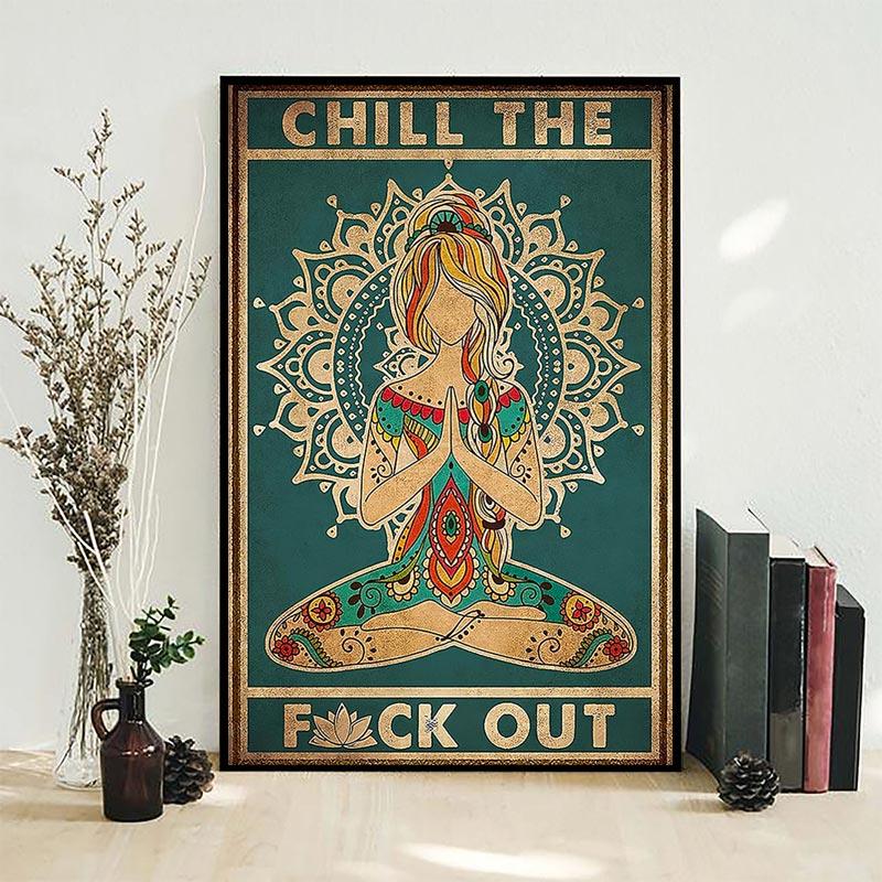 Vintage Yoga Chakra Awakening Postere și imprimeuri Iubitor de yoga Mișcarea mâinii Relaxați-vă pictura pe pânză Modern Wall Home Decor Pictures