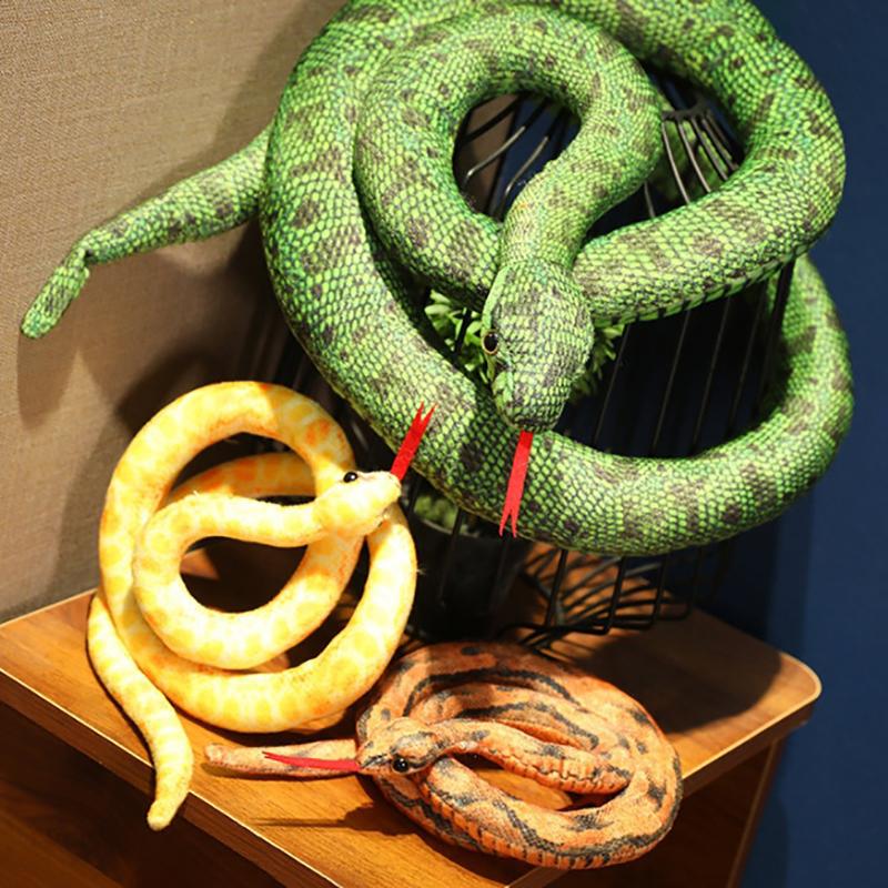 Künstliches Python-Plüschtier, lange Schlange, gelb, orange, grün, Python-Plüschtier, zum Dekorieren des Hauses, Weihnachtsdekoration