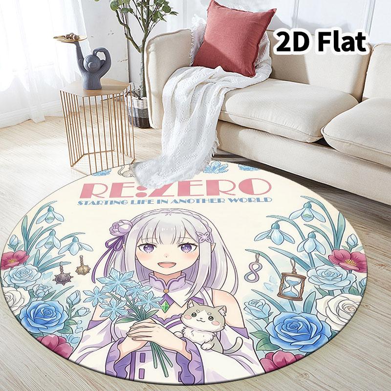Re Zero Round Area Rug Carpet Rug For Living Room Bedroom Sofa Playroom Decor Nonslip Floor Mat