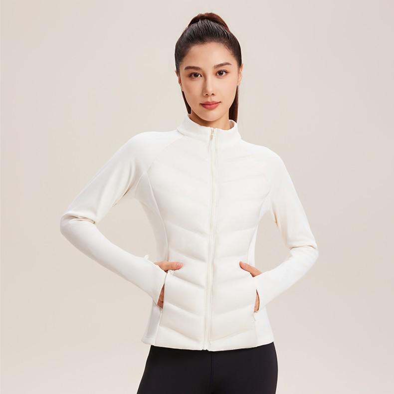 Lulu Women's Slim Sports Down Jacket - Stand Collar, Light Warmth for Skiing, Running, Yoga, and Casual Wear