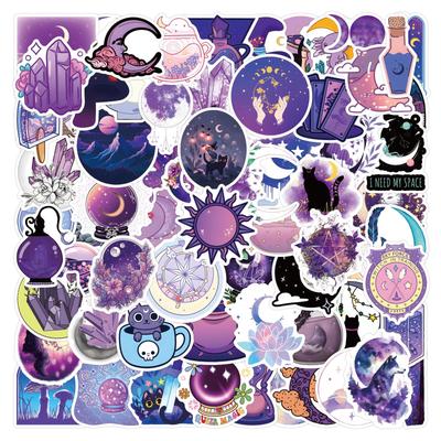 110 Purple Magic Moon Doodle Stickers Luggage DIY Waterproof Stickers Decorative Stickers